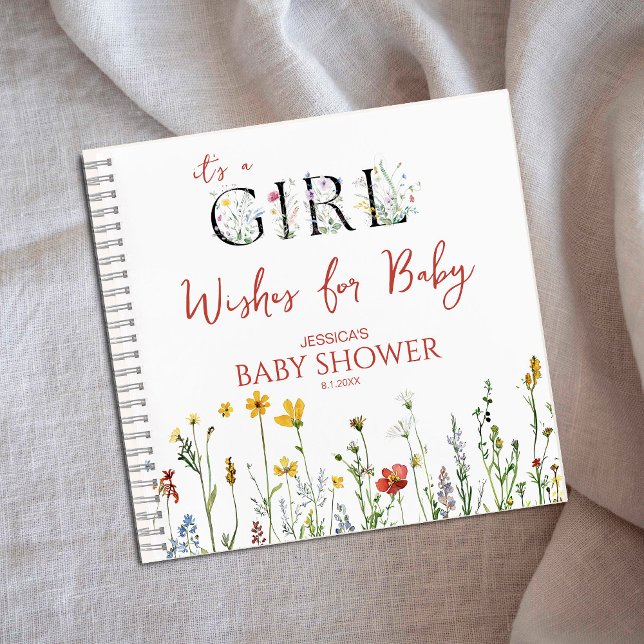 It's a Girl Spring Flowers Shower Wishes for Baby Notebook (Creator Uploaded)