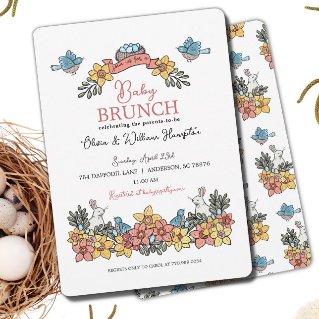 It's a Girl Springtime Brunch Baby Shower Invitation (Creator Uploaded)