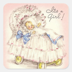 It's a girl! square sticker
