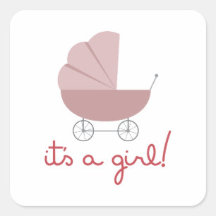Its A Girl Square Sticker