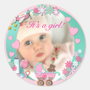 It's a Girl! ~ Sticker/Sealer # 2 Classic Round Sticker