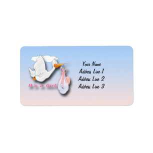 It's a Girl Stork Baby Shower Address Labels