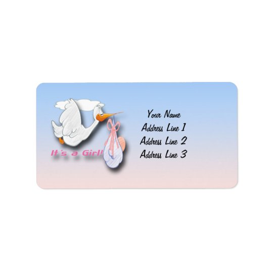 It's a Girl Stork Baby Shower Address Labels