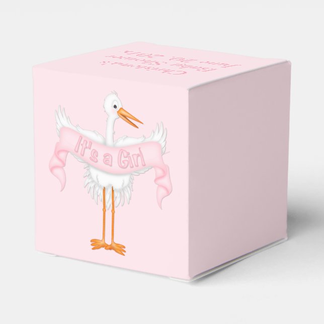 It's A Girl Stork Baby Shower Favour Box (Back Side)
