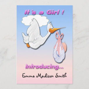 It's a Girl Stork Birth Announcement