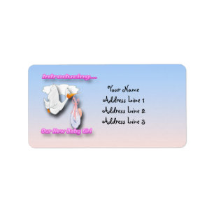 It's a Girl Stork Birth Announcement Address Label