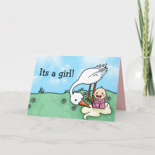 Its a girl stork delivery congratulations card