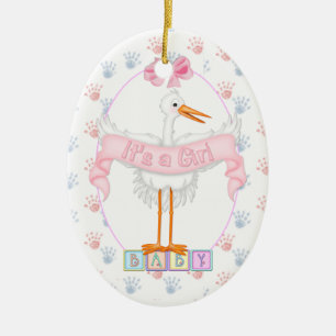 It's A Girl Stork Ornament