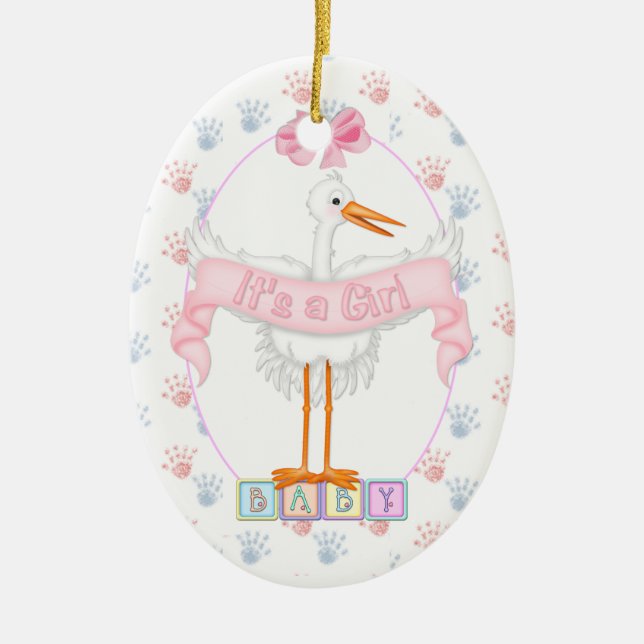 It's A Girl Stork Ornament (Front)