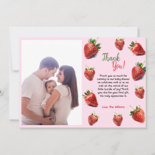  It's a girl Strawberry baby shower  Thank You Card
