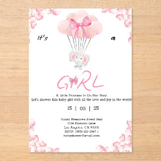 its a girl.sweet babyshower acrylic invitations