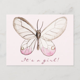 It's a girl! Sweet Blush Butterfly Postcard
