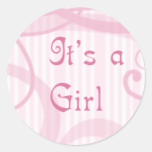 It's a girl -swirly classic round sticker