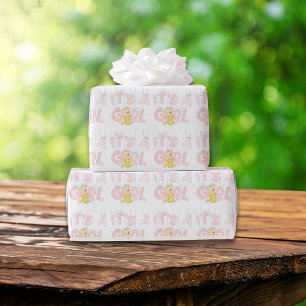 It's a Girl Teddy Bear Baby Shower Wrapping Paper