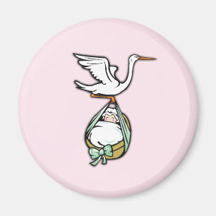It's a Girl the Stork is Bringing on a pink licens Magnet
