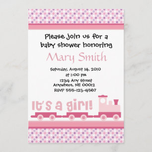 "It's A Girl!" Toy Train Baby Shower Invitation