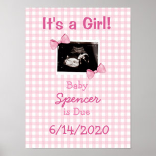 It's a Girl, Ultrasound Baby Announcement Poster