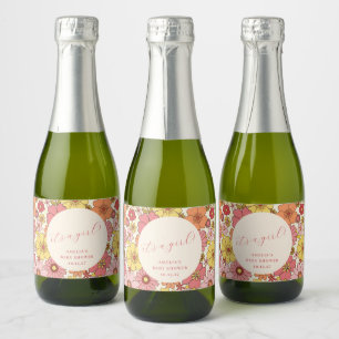 It's a Girl Vintage Pink Floral Baby Shower Custom Sparkling Wine Label