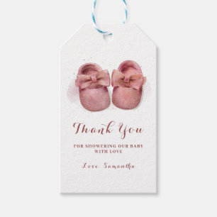 It's a Girl Watercolor Cute Baby Shoes Baby Shower Gift Tags