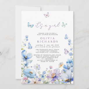 It's A Girl Wildflower Floral Baby Shower  Invitation