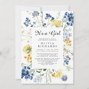 It's A Girl Wildflower Floral Baby Shower Invitation