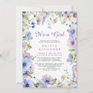 It's A Girl Wildflower Floral Baby Shower  Invitation