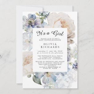 It's A Girl Wildflower Floral Baby Shower Invitation