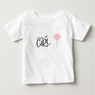 It's A Girl with Pink Balloon Baby T-Shirt