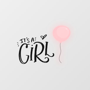 It's A Girl with Pink Balloon Baby  Window Cling