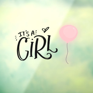 It's A Girl with Pink Balloon Window Cling