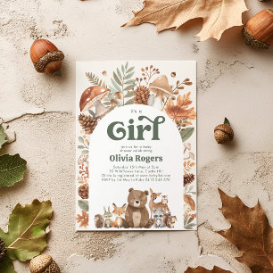 It's a Girl! Woodland Animal Baby Shower Invitation