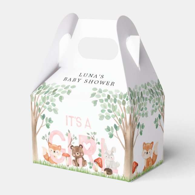 It's a Girl Woodland Baby Shower Favour Box (Front Side)
