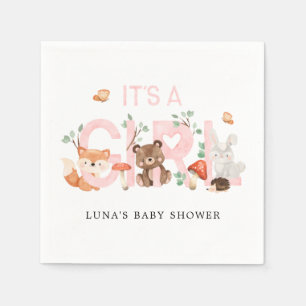 It's a Girl Woodland Baby Shower Personalised Napkin