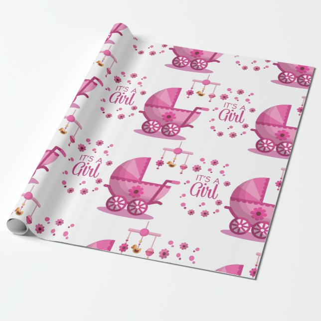 It's A Girl Wrapping Paper (Unrolled)
