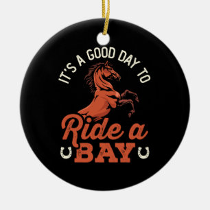 It's a Good Day to Ride a Bay Horse Rider Ceramic Tree Decoration