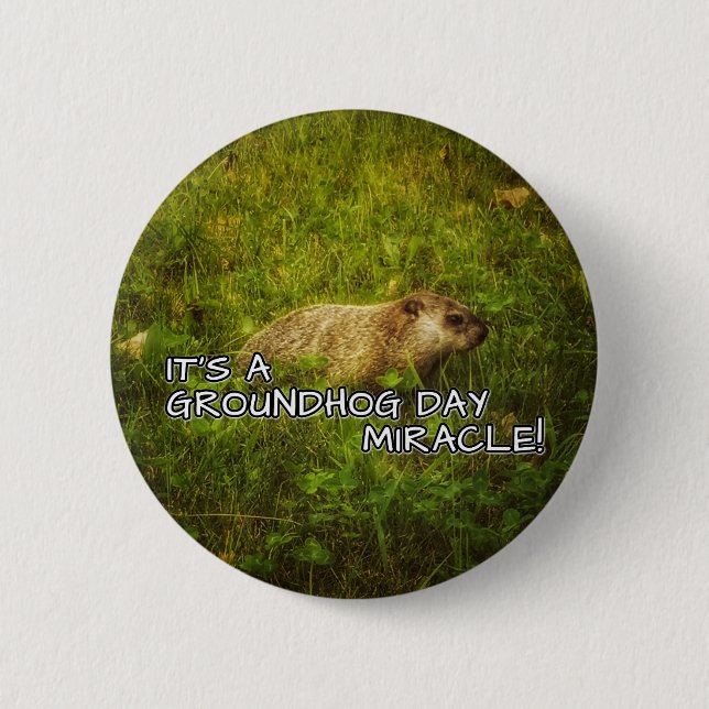 It's a groundhog day miracle! button (Front)