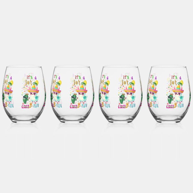 It's A Joy Cinco De Mayo Stemless Wine Glass (Front)