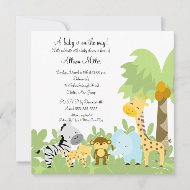 It's A Jungle Baby Animails Baby Shower Invitation (Front)