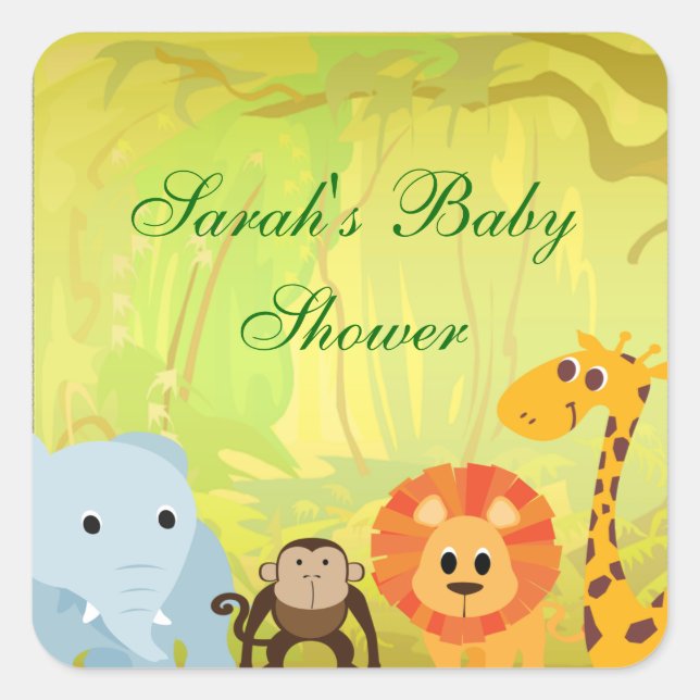 It's A Jungle Baby Shower Square Sticker (Front)