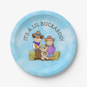 It's a Lil Buckaroo Cowboy themed Baby Shower Paper Plate