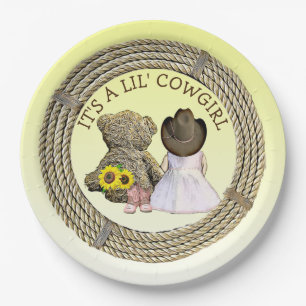 It's a Lil' Cowgirl Baby Shower Paper Plate