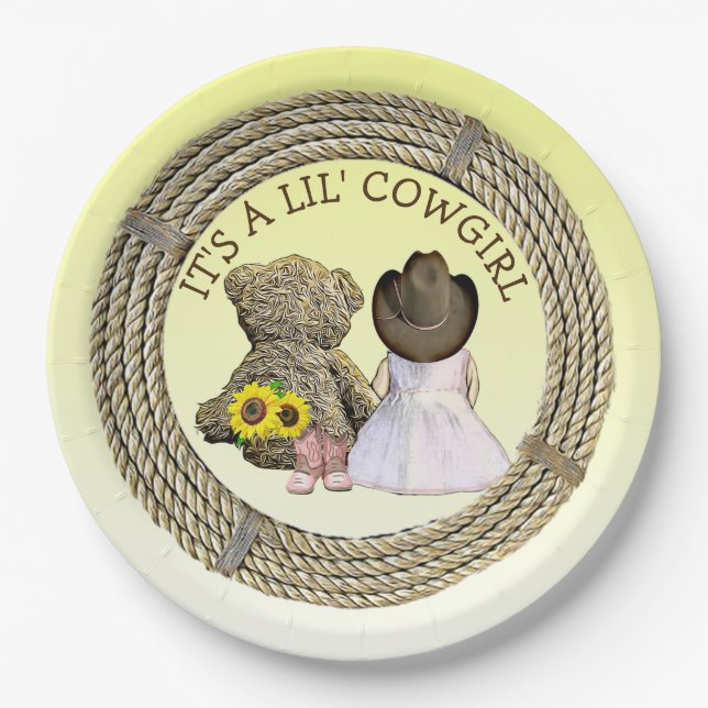It's a Lil' Cowgirl Baby Shower    Paper Plate (Front)