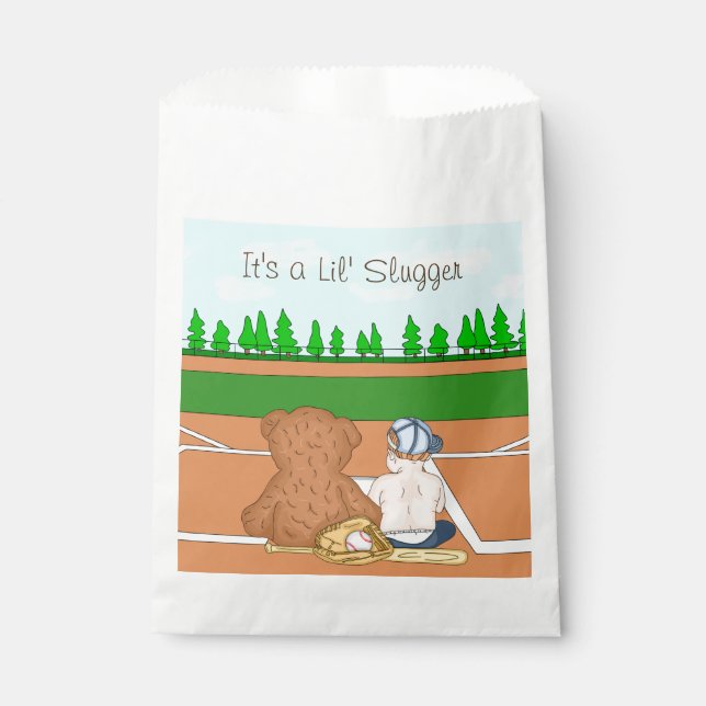It's a Lil' Slugger | Baseball Themed Baby Shower Favour Bags (Front)
