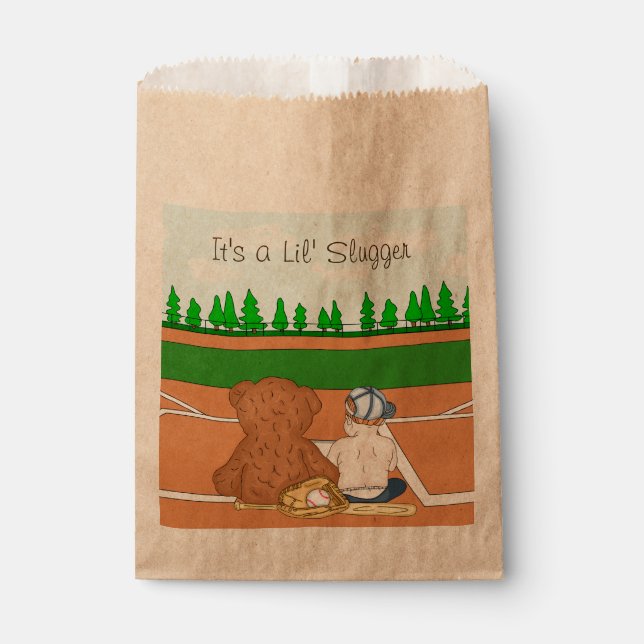 It's a Lil' Slugger | Baseball Themed Baby Shower  Favour Bags (Front)