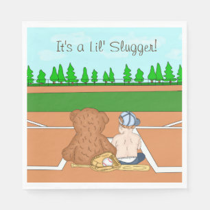 It's a Lil' Slugger Boy's Baseball Baby Shower   Napkin
