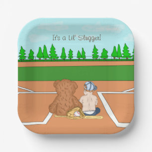 It's a Lil' Slugger Boy's Baseball Baby Shower   Paper Plate
