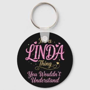 It's A Linda Thing Pink Gold Women Gift Key Ring