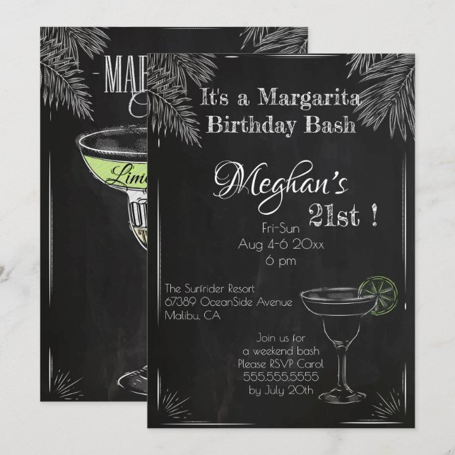 It's a Margarita Birthday Bash 21st Invitation (Front/Back)
