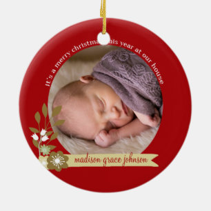 It's a Merry Christmas custom photo/name Ceramic Tree Decoration