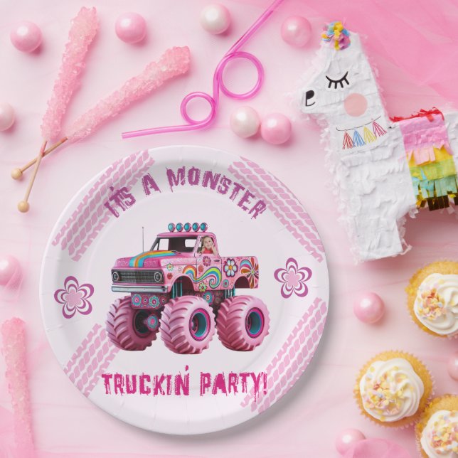 It's a Monster Truckin' Party Custom Photo  Paper Plate (Party)